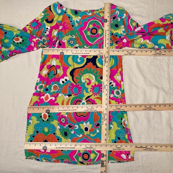 Alice & Trixie 100% Silk Half Sleeve Shift Mini Dress | Pucci-Esque Print - Picture 3 of 13